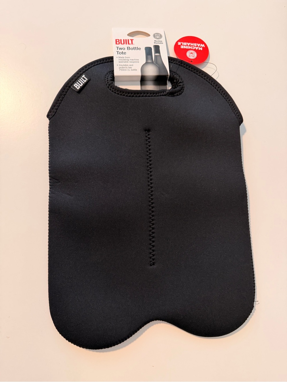 BUILT Black Two Bottle Tote - Neoprene Wine Carrier